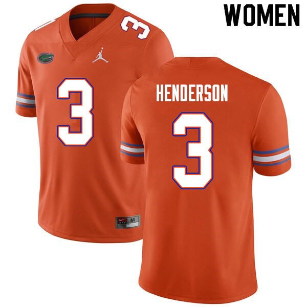 Women #3 Xzavier Henderson Florida Gators College Football Jersey Orange